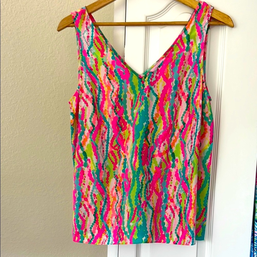 Lilly Pulitzer Cosmo Silk Tank Top with V-Neckline